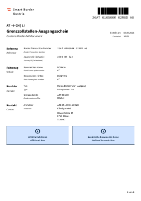 Smart Border Austria — Grenzzollstellen-Ausgangsschein (PDF preview)